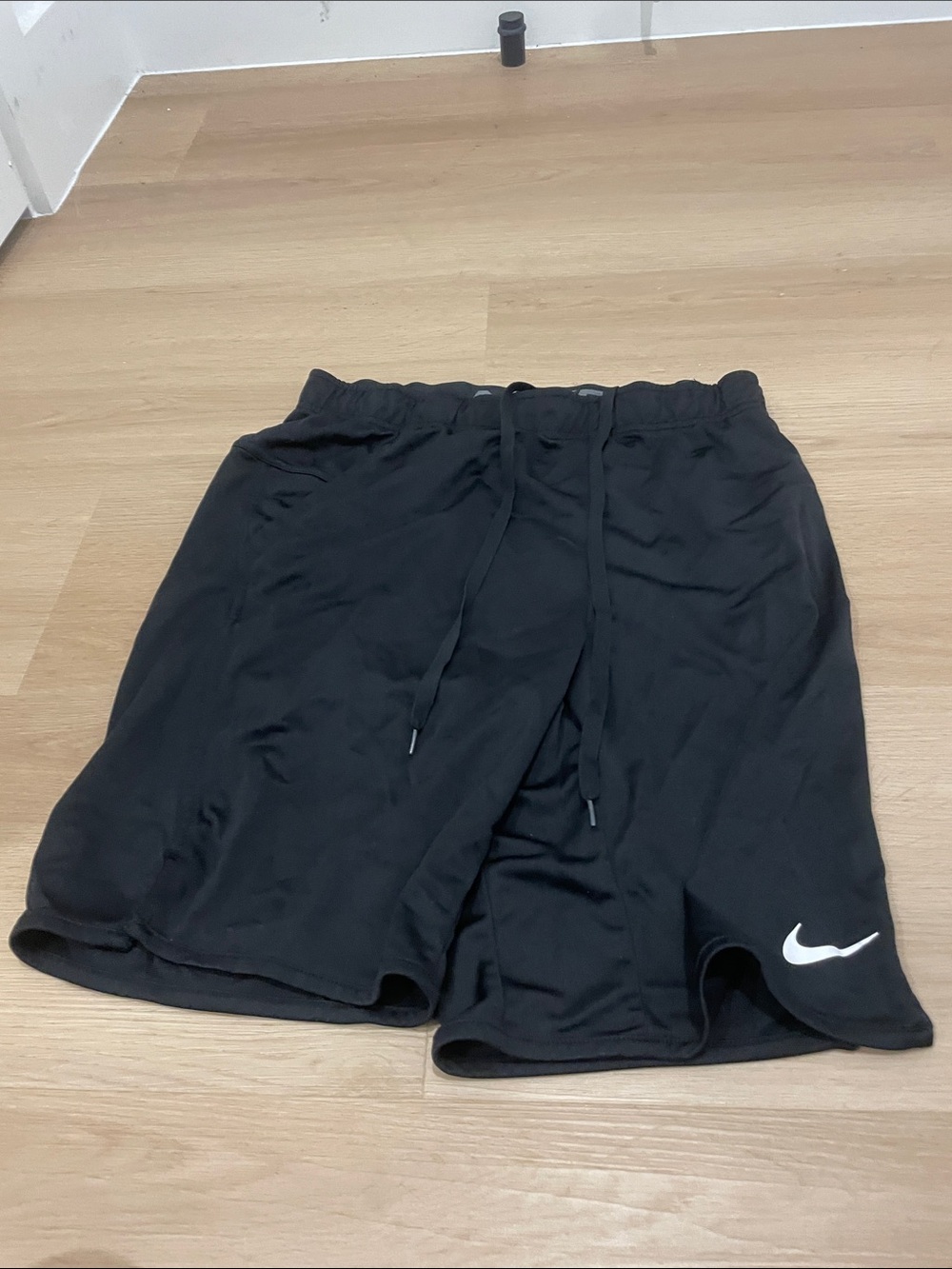 Nike Men’s Black Athletic Shorts with White Swoosh